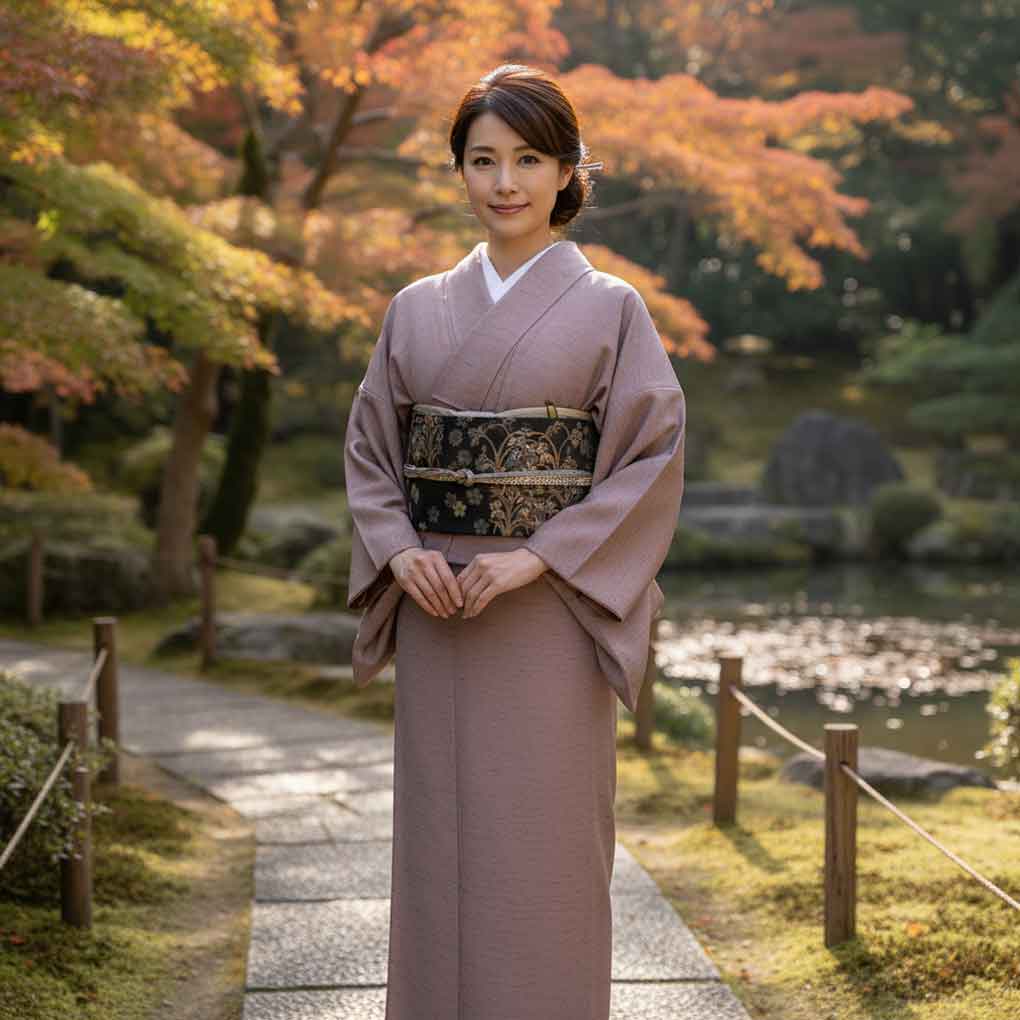 紬 リサイクル着物 身丈160cm 裄64cm 前幅23.5cm 後幅29cm 袖丈49cm 袖幅32cm レディース 袷 無地 裄Mサイズ 秋冬春用 正絹（シルク）パープル 美品 リメイク リユース【ランクA】