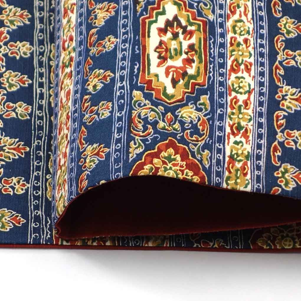 名古屋帯 リサイクル帯 幅30cm 長さ345cm レディース 連続模様 秋冬春用 木綿 ネイビー 美品 リメイク リユース【ランクA】