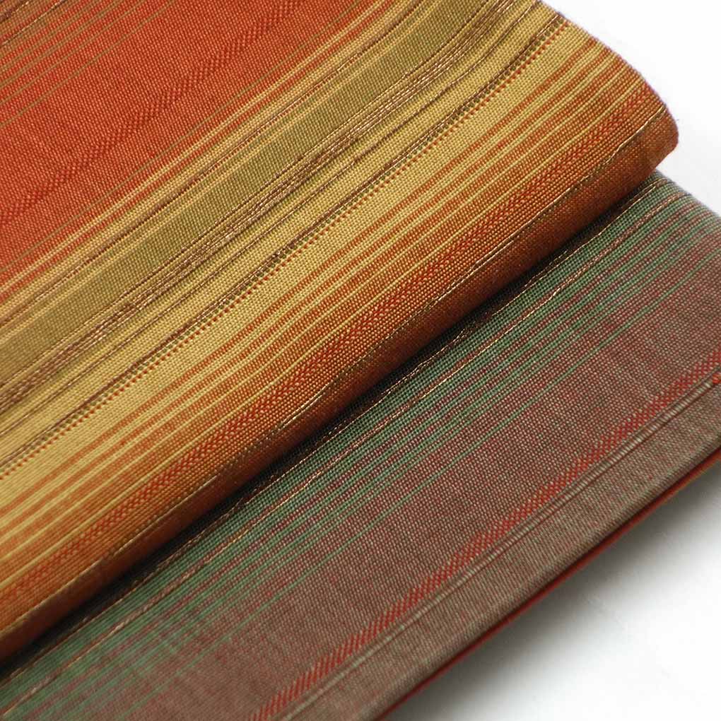 袋帯 リサイクル帯 幅31cm 長さ438cm レディース 横段柄 秋冬春用 正絹(シルク)ブラウン 美品 リメイク リユース【ランクA】