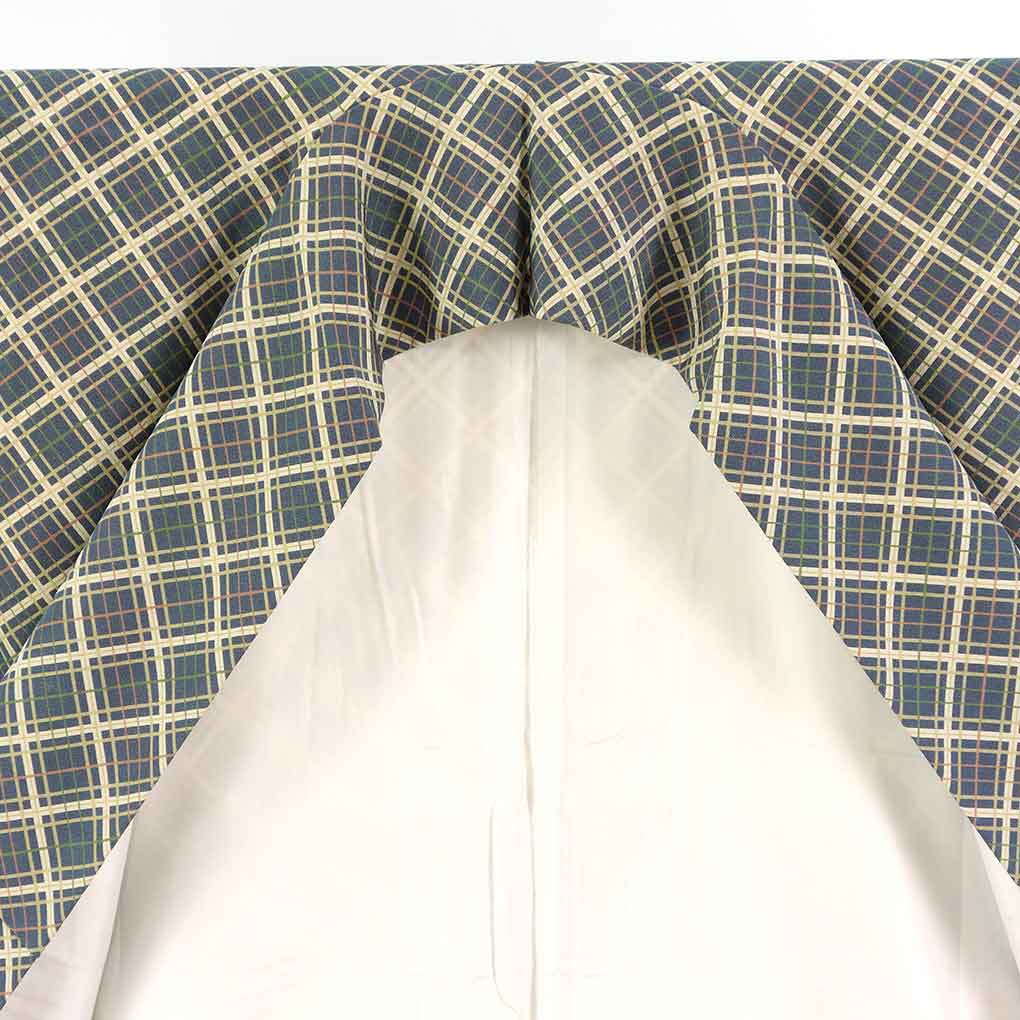 小紋 リサイクル着物 身丈160cm 裄68cm 前幅24.5cm 後幅28cm 袖丈48cm 袖幅35cm レディース 袷 連続模様 裄長 裄Lサイズ 秋冬春用 正絹（シルク）グリーン 美品 リメイク リユース【ランクA】