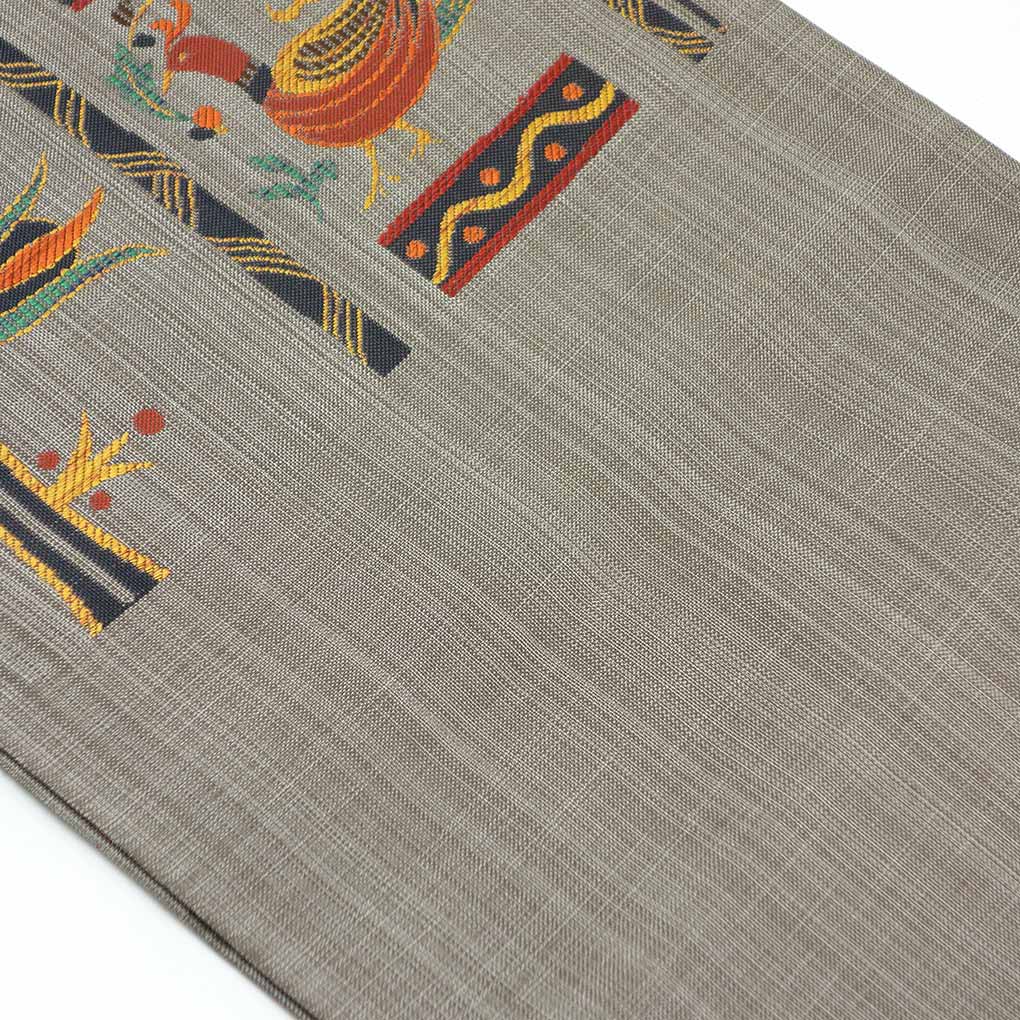 袋帯 リサイクル帯 幅30.5cm 長さ431cm レディース 抽象柄 秋冬春用 正絹(シルク)グレー 未使用品 リメイク リユース【ランクS】