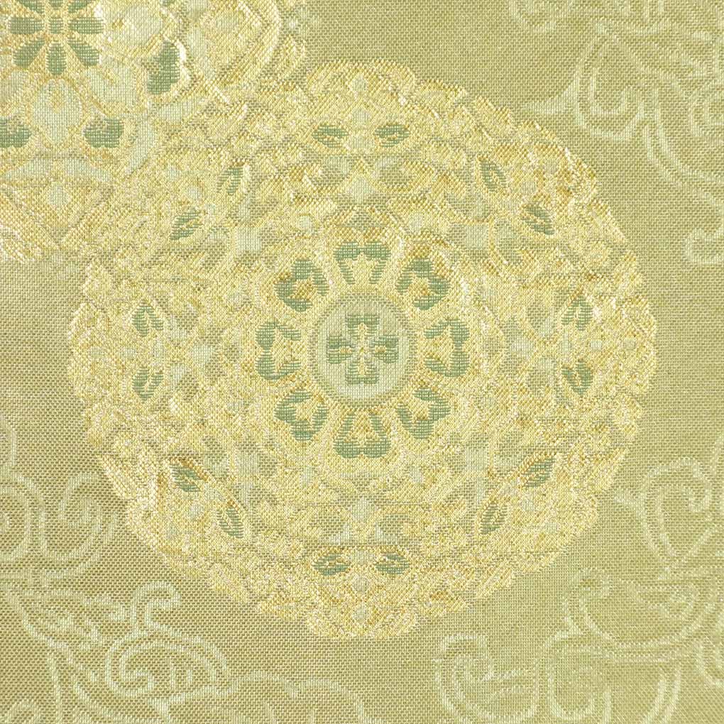 袋帯 リサイクル帯 幅30.5cm 長さ444cm レディース 正倉院文様 秋冬春用 正絹（シルク）ゴールド 未使用品 リメイク リユース【ランクS】