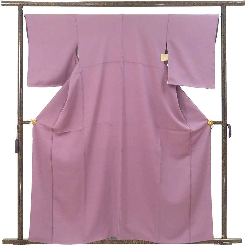 色無地 リサイクル着物 身丈161cm 裄67cm 前幅23cm 後幅30.5cm 袖丈53cm 袖幅34cm レディース 袷 無地 裄長 裄Lサイズ 秋冬春用 正絹(シルク)パープル 美品 リメイク リユース【ランクA】