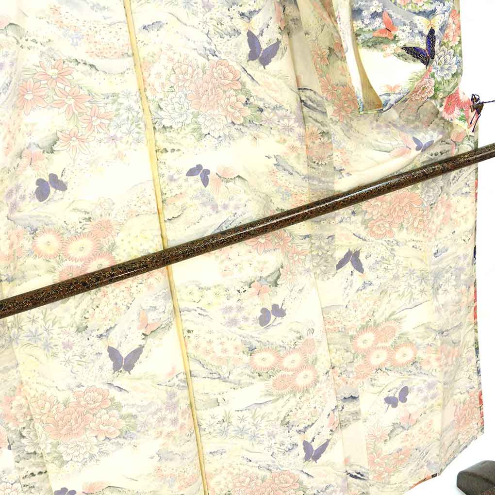 小紋 リサイクル着物 身丈152cm 裄62cm 前幅23cm 後幅30cm 袖丈63cm 袖幅31.5cm レディース 単衣 花柄 裄Sサイズ 初夏・初秋用 正絹(シルク)ホワイト 難有り リメイク リユース【ランクC】