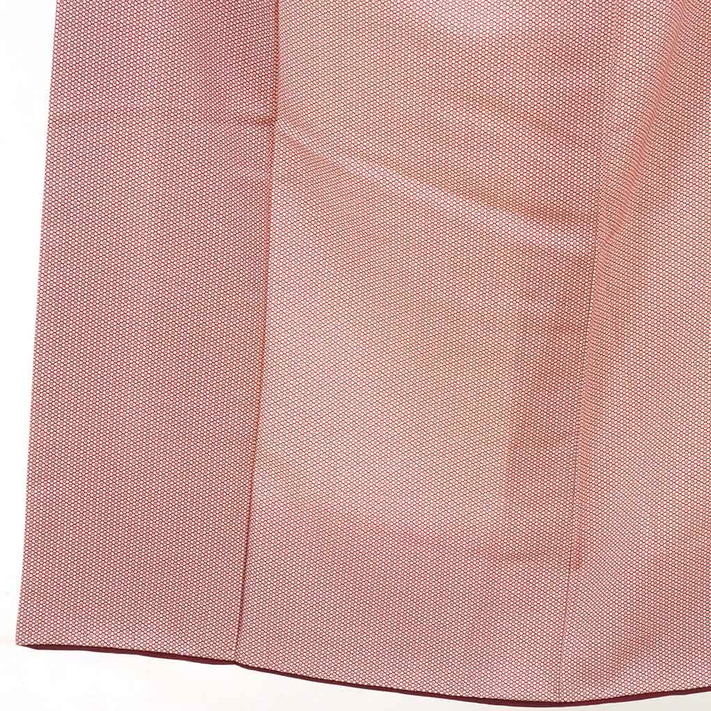 リサイクル着物 小紋正絹赤紫地花菱模様袷江戸小紋着物 レディース 秋冬春用 シルク レッド 裄SSサイズ身丈154cm 裄60cm 前幅23cm 後幅30cm 袖丈46cm【ランクB】