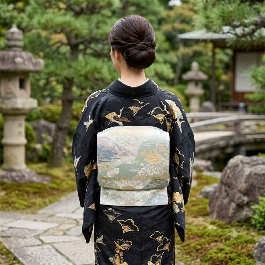 袋帯 リサイクル帯 幅31cm 長さ440cm レディース 遠山 秋冬春用 正絹（シルク）シルバー 美品 リメイク リユース【ランクA】