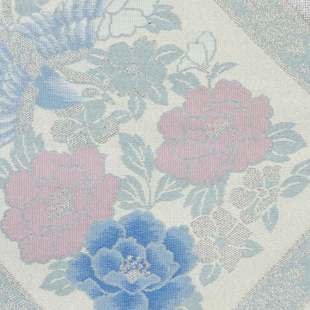 袋帯 リサイクル帯 幅30.5cm 長さ432cm レディース 花柄 秋冬春用 正絹（シルク）ホワイト 美品 リメイク リユース【ランクA】