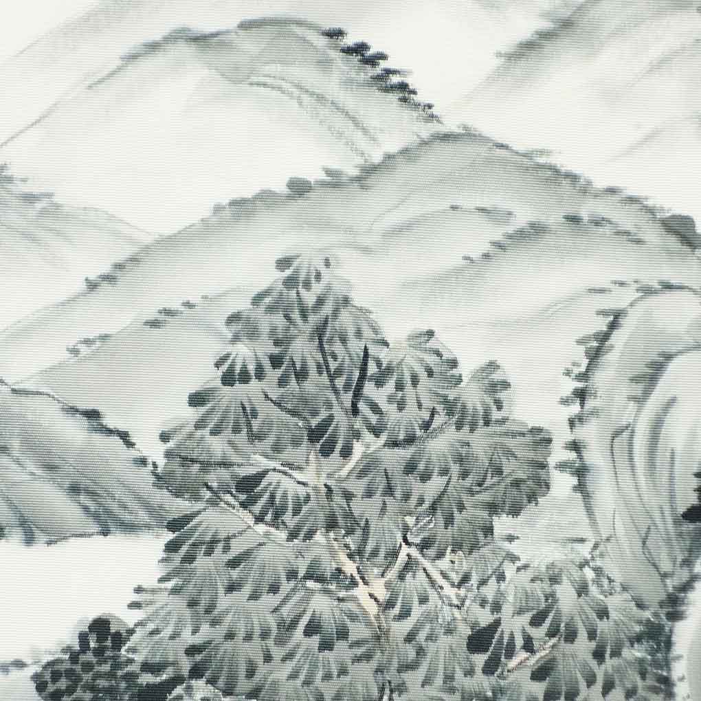 名古屋帯 リサイクル帯 幅30cm 長さ353cm レディース 風景画 秋冬春用 正絹（シルク）ホワイト 美品 塩瀬 リメイク リユース【ランクA】