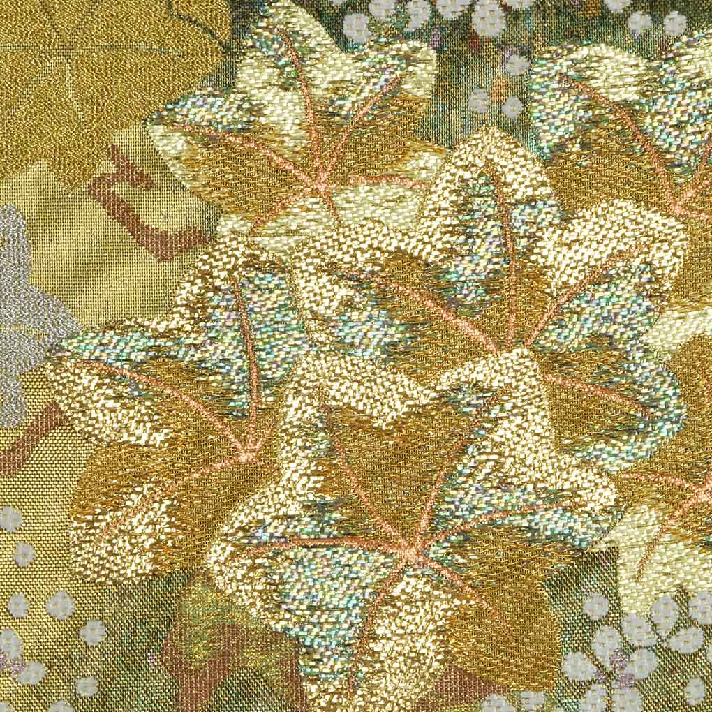 袋帯 リサイクル着物 幅31cm 長さ441cm レディース 紅葉 夏用 正絹（シルク）紫地 未使用品 中古袋帯 リサイクル帯 幅31cm 長さ441cm レディース 花