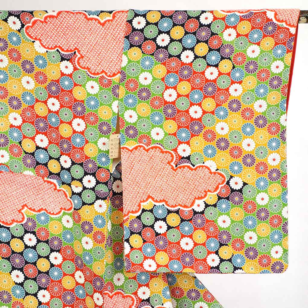 【型絵染】正絹　小紋　袷　菊柄 型絵染】正絹 小紋 袷 菊柄 - メルカリ