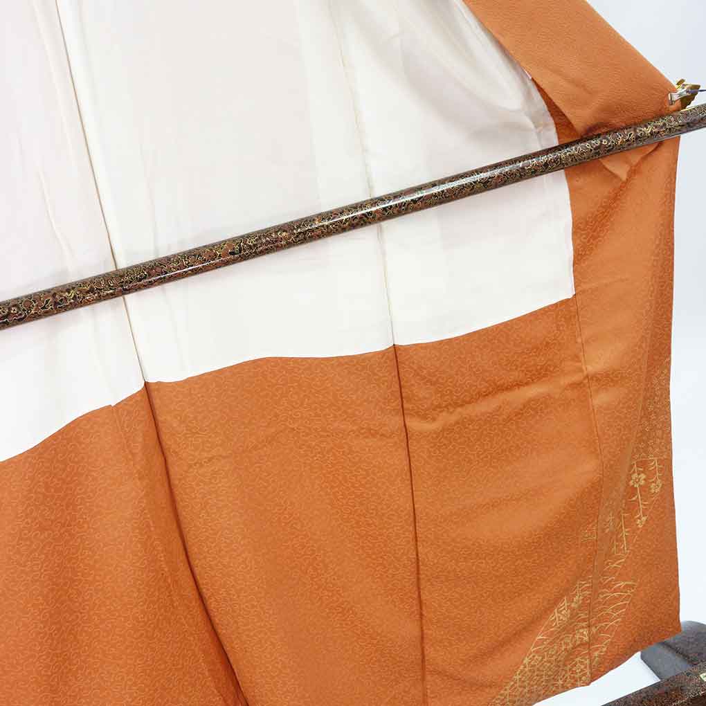 訪問着 リサイクル着物 身丈155cm 裄63cm 前幅23cm 後幅29cm 袖丈47cm 袖幅31cm レディース 袷 雪輪 裄Mサイズ 秋冬春用 正絹（シルク）ブラウン 美品 リメイク リユース【ランクA】