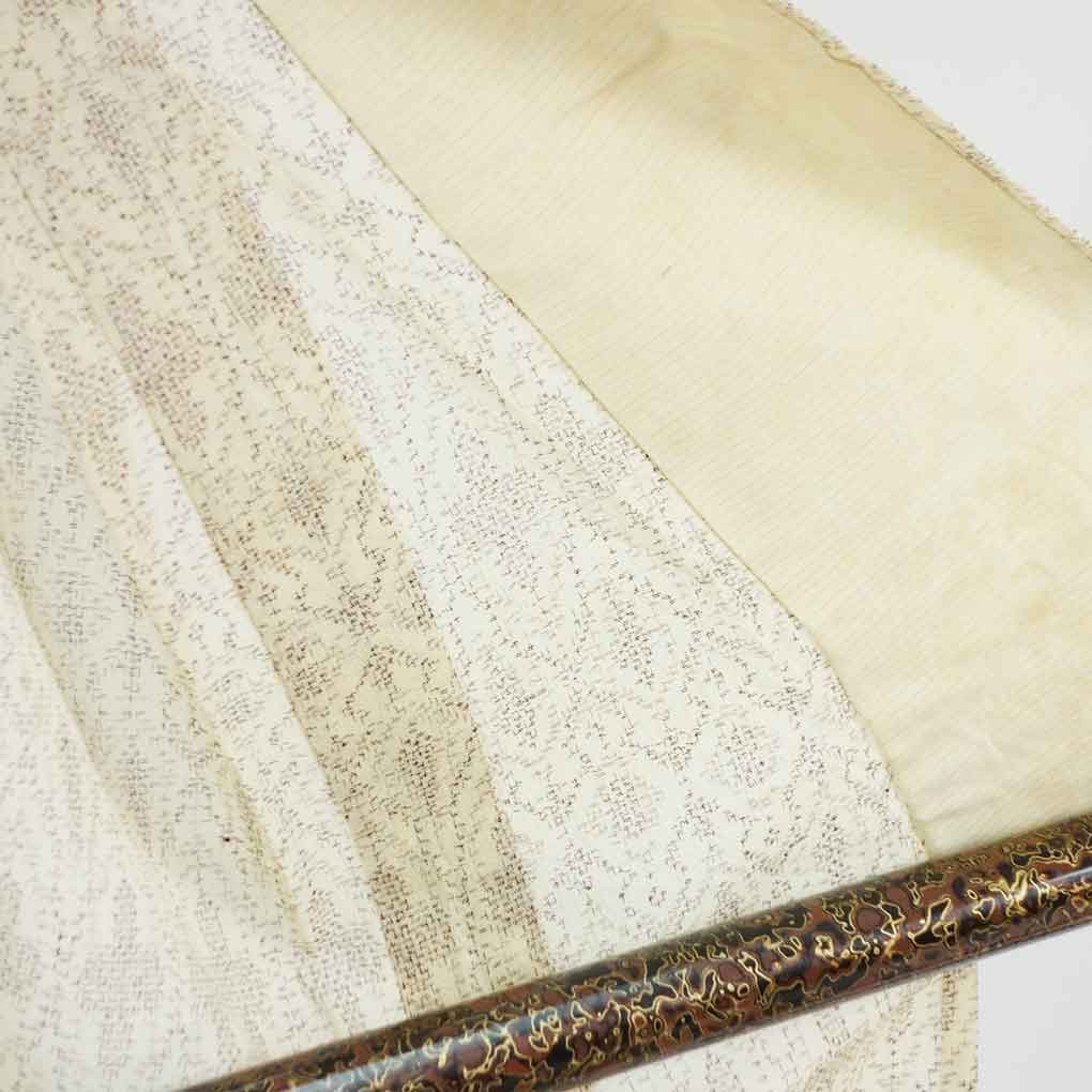 紬 リサイクル着物 身丈157cm 裄65cm 前幅27cm 後幅32cm 袖丈45cm 袖幅33cm レディース 連続模様 裄Mサイズ 夏用 正絹（シルク）ブラウン やや難 リメイク リユース【ランクB】