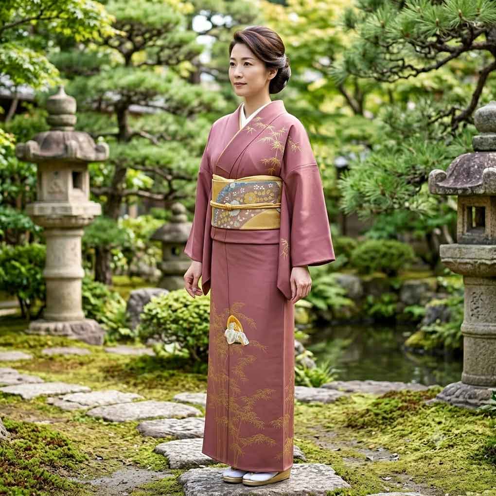 訪問着 リサイクル着物 身丈165cm 裄69cm 前幅26cm 後幅31cm 袖丈47cm 袖幅35cm レディース 袷 竹取物語 裄長 裄L-LLサイズ 秋冬春用 正絹（シルク）ブラウン トールサイズ 美品 リメイク リユース【ランクA】