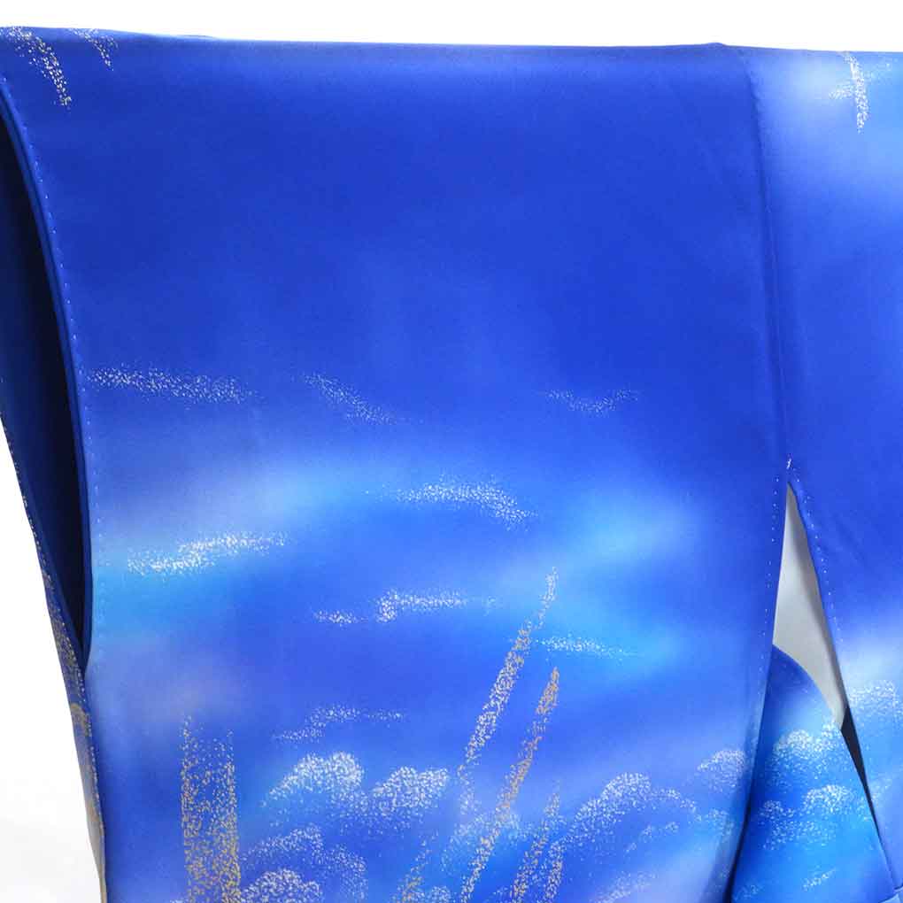 振袖 リサイクル着物 身丈156cm 裄65cm 前幅24cm 後幅28cm 袖丈105cm 袖幅33cm レディース 袷 花柄 裄Mサイズ 秋冬春用 正絹(シルク)ネイビー やや難 リメイク リユース【ランクB】