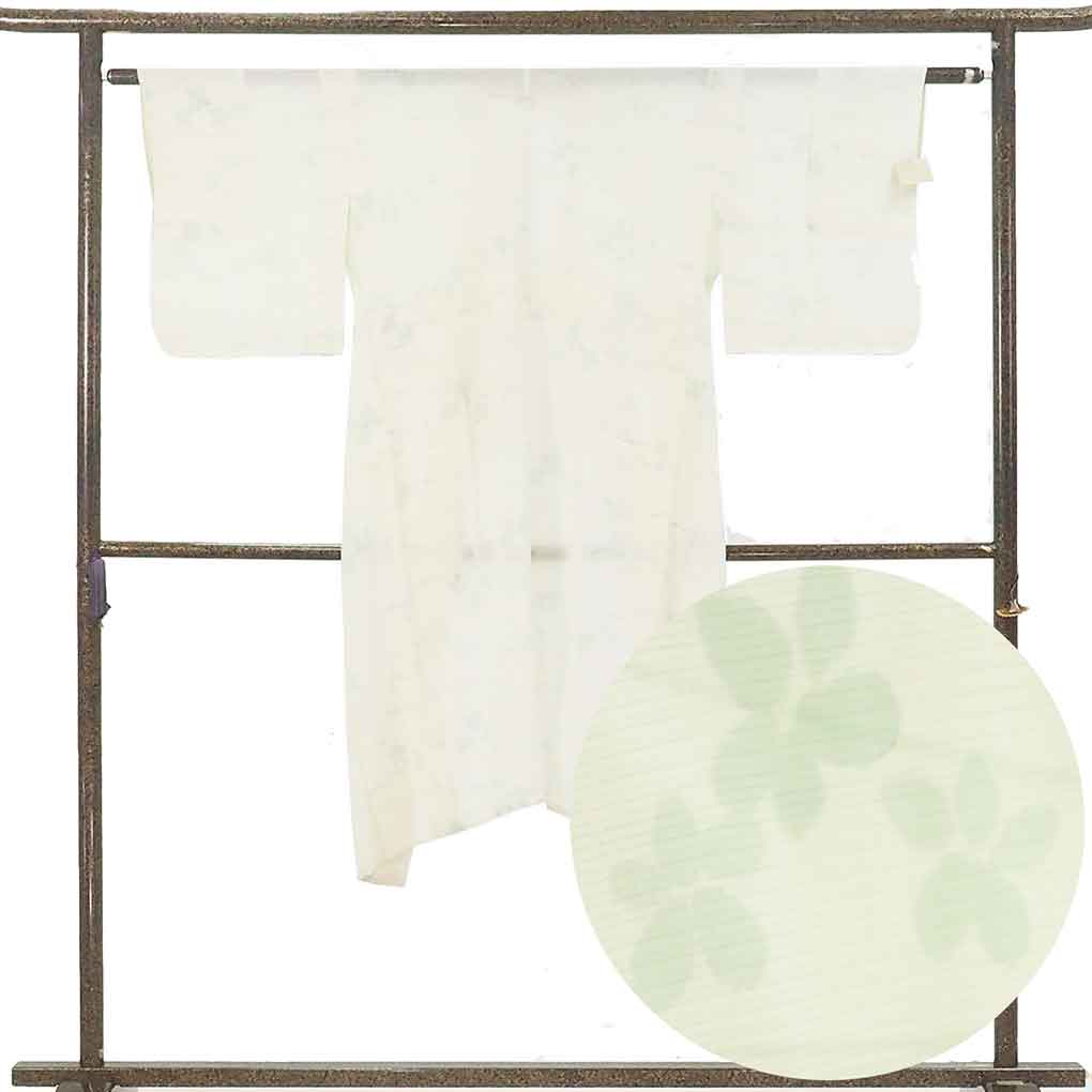 長襦袢 リサイクル着物 襦袢丈120cm 裄61cm 袖丈46cm 袖幅31cm レディース 花柄 裄Sサイズ 夏用 正絹（シルク）ホワイト やや難 リメイク リユース【ランクB】