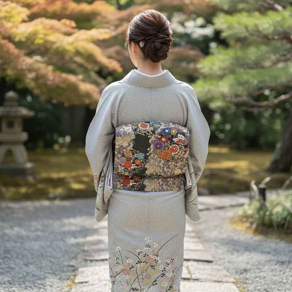 袋帯 リサイクル帯 幅30.5cm 長さ426cm レディース 花柄 秋冬春用 正絹（シルク）ブラック 美品 リメイク リユース【ランクA】