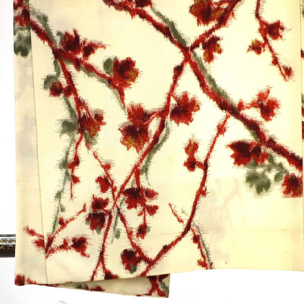 羽織 リサイクル着物 羽織丈78cm 裄60cm 袖丈46cm 袖幅31cm レディース 袷 花柄 裄SS-Sサイズ 秋冬春用 ウール ホワイト やや難 リメイク リユース【ランクB】