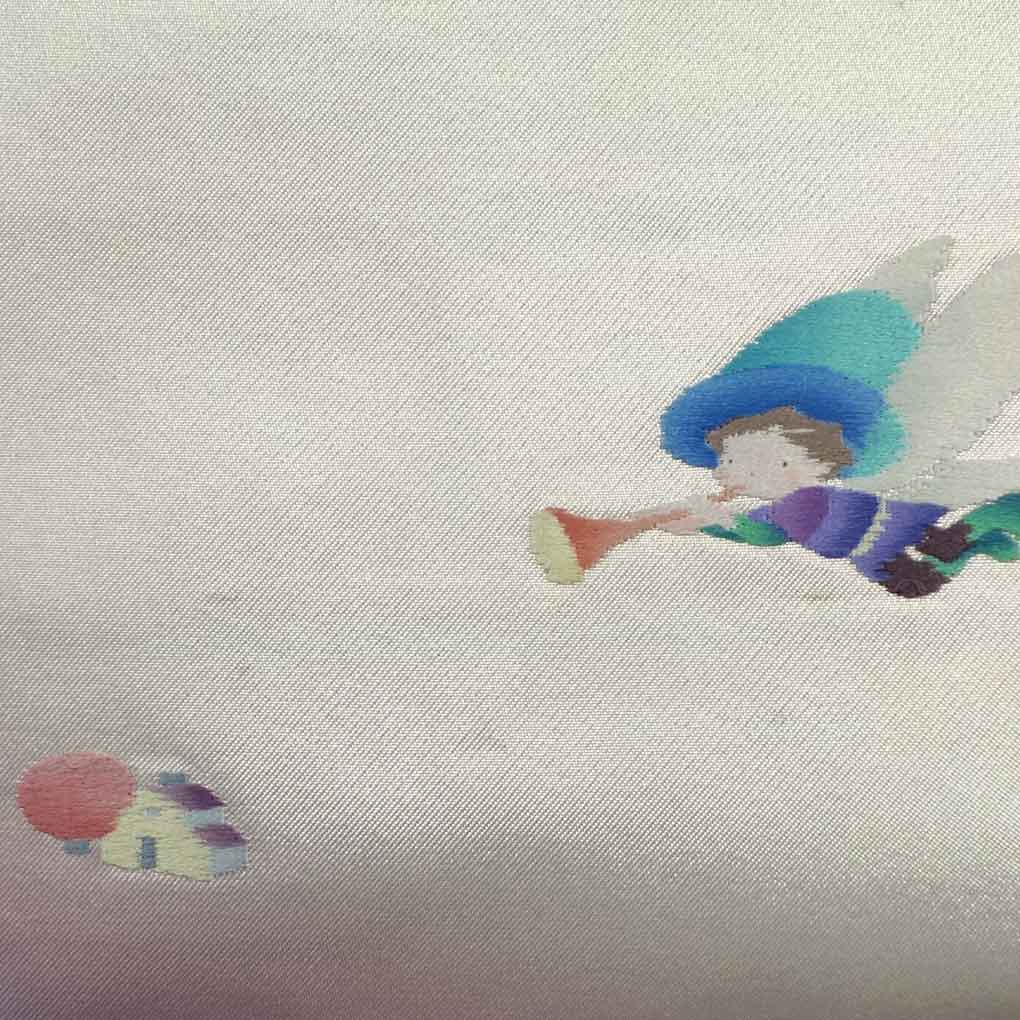 名古屋帯 リサイクル帯 幅30.5cm 長さ352cm レディース 刺繍 秋冬春用 正絹（シルク）ピンク 美品 リメイク リユース【ランクA】
