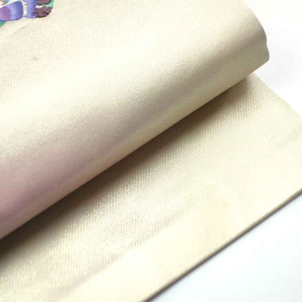 名古屋帯 リサイクル帯 幅30.5cm 長さ352cm レディース 刺繍 秋冬春用 正絹（シルク）ピンク 美品 リメイク リユース【ランクA】