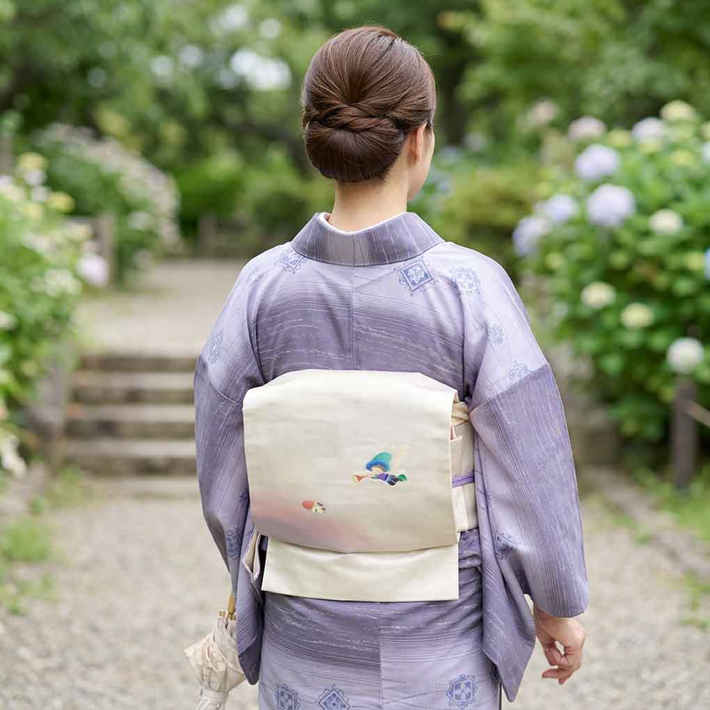 名古屋帯 リサイクル帯 幅30.5cm 長さ352cm レディース 刺繍 秋冬春用 正絹（シルク）ピンク 美品 リメイク リユース【ランクA】
