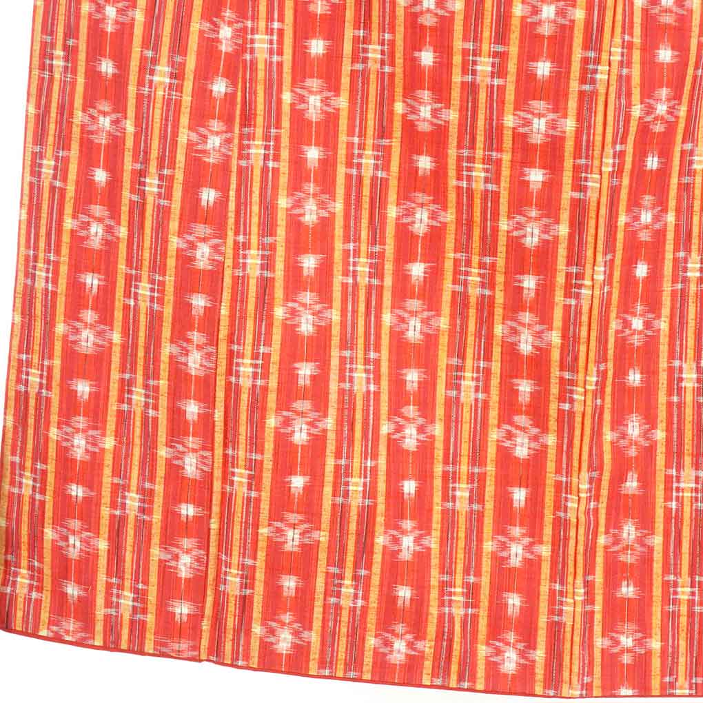 【在庫処分】リサイクル着物 紬正絹朱赤地縦縞袷紬着物レディース【裄SSサイズ】身丈150cm 裄60cm 前幅24cm 後幅28cm 袖丈45cm【ランクA】
