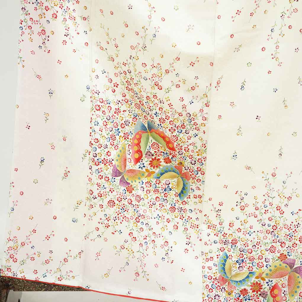 小紋 リサイクル着物 身丈164cm 裄64cm 前幅24.5cm 後幅28cm 袖丈49cm レディース 袷 花柄 裄Mサイズ 秋冬春用 正絹（シルク）茶色 トールサイズ 美品 中古小紋 リサイクル着物 身丈166cm 裄64cm 前幅24.5cm