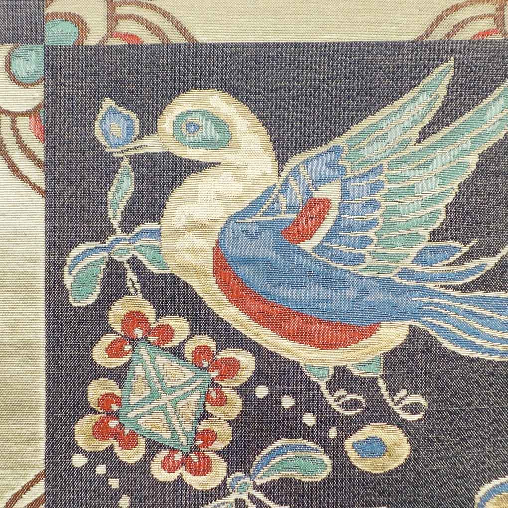 袋帯 リサイクル帯 幅30.5cm 長さ442cm レディース 市松 秋冬春用 正絹（シルク）ゴールド 美品 リメイク リユース【ランクA】