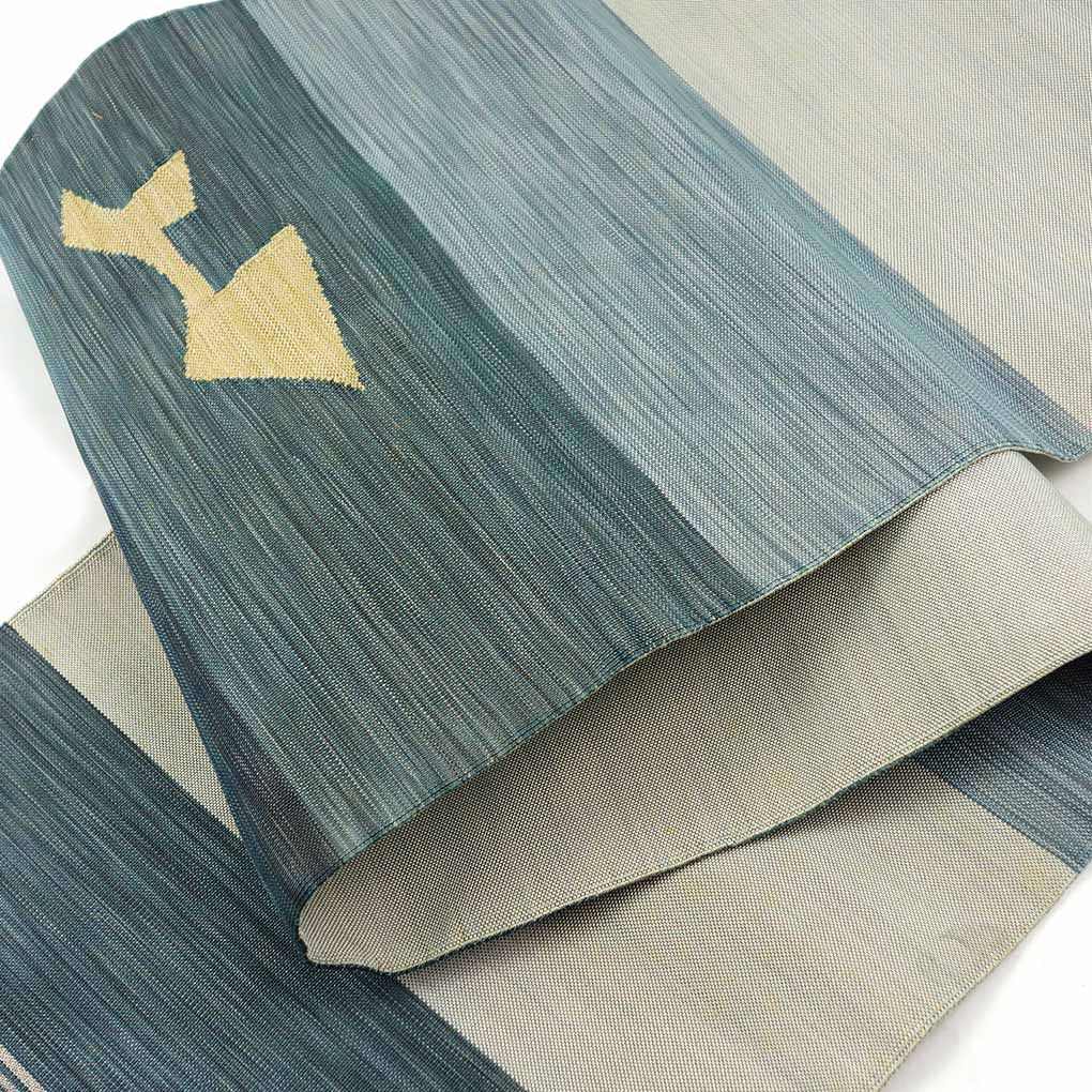 名古屋帯 リサイクル帯 幅30cm 長さ367cm レディース 花柄 秋冬春用 正絹(シルク)ネイビー やや難 リメイク リユース【ランクB】