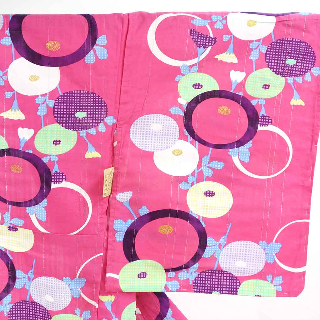 浴衣 リサイクル着物 身丈166cm 裄68cm 前幅24cm 後幅31cm 袖丈48cm 袖幅34cm レディース 万寿菊 裄長 裄Lサイズ 夏用 木綿 ピンク トールサイズ 未使用品 リメイク リユース【ランクS】