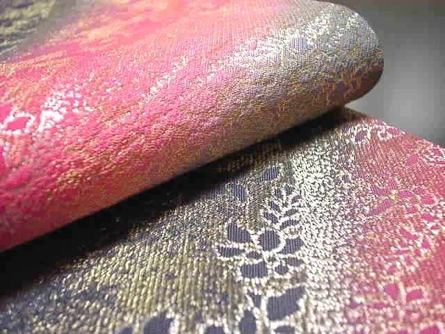 振袖用袋帯 正絹袋帯 成人式用袋帯 変わり結び用 丸帯 フォーマル用 六通柄 モダン柄  振袖 二十歳 婦人用 女性用 袷袋帯 花柄 西陣織 絹100％ 【新品】