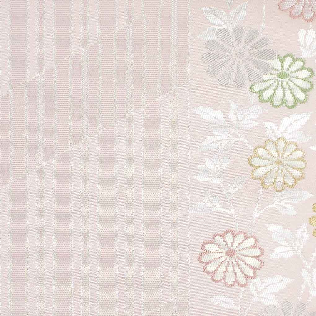 名古屋帯 リサイクル帯 幅30cm 長さ350cm レディース 菊 秋冬春用 正絹(シルク)ピンク 美品 リメイク リユース【ランクA】