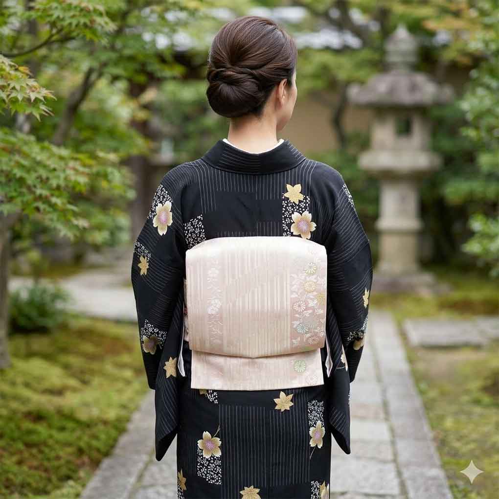 名古屋帯 リサイクル帯 幅30cm 長さ350cm レディース 菊 秋冬春用 正絹(シルク)ピンク 美品 リメイク リユース【ランクA】