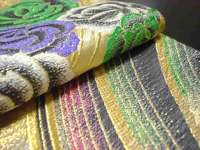 振袖用袋帯 正絹袋帯 成人式用袋帯 変わり結び用 丸帯 フォーマル用 六通柄 モダン柄  振袖 二十歳 婦人用 女性用 袷袋帯 花柄 西陣織 絹100％ 【新品】