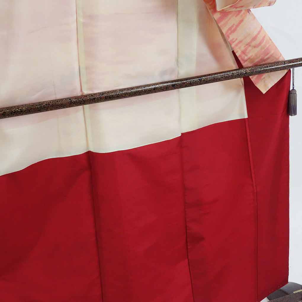 【在庫処分】リサイクル着物 紬正絹オレンジ地袷紬着物未使用品レディース【裄Mサイズ】【ランクS】