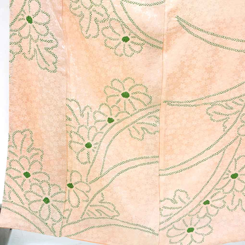 小紋 リサイクル着物 身丈168cm 裄67cm 前幅24cm 後幅30cm 袖丈57cm 袖幅34cm レディース 袷 鹿の子 裄長 裄Lサイズ 秋冬春用 正絹(シルク)ピンク トールサイズ 未使用品 リメイク リユース【ランクS】