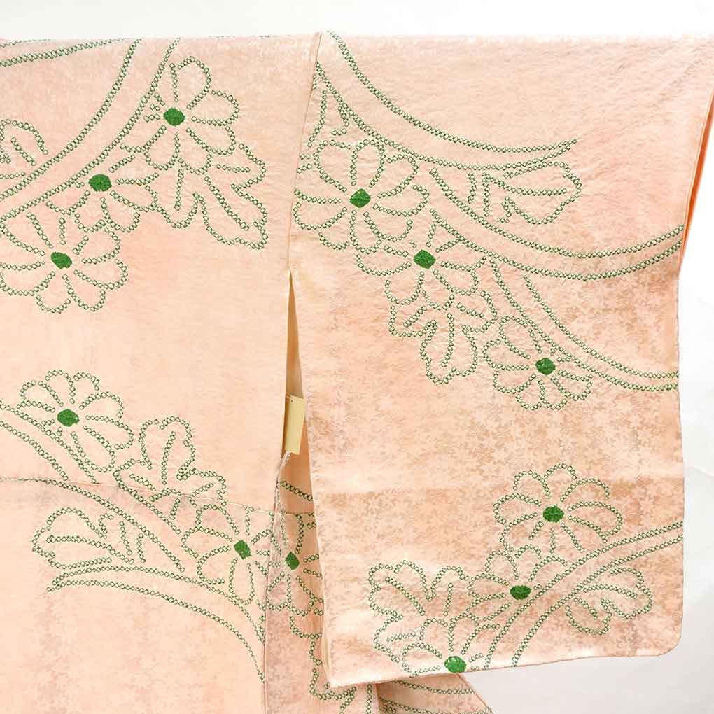 小紋 リサイクル着物 身丈168cm 裄67cm 前幅24cm 後幅30cm 袖丈57cm 袖幅34cm レディース 袷 鹿の子 裄長 裄Lサイズ 秋冬春用 正絹(シルク)ピンク トールサイズ 未使用品 リメイク リユース【ランクS】