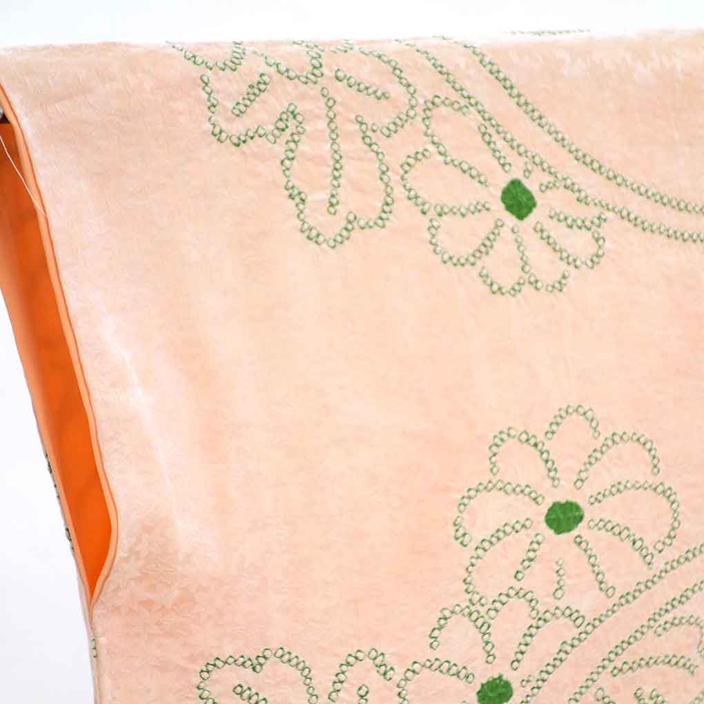 小紋 リサイクル着物 身丈168cm 裄67cm 前幅24cm 後幅30cm 袖丈57cm 袖幅34cm レディース 袷 鹿の子 裄長 裄Lサイズ 秋冬春用 正絹(シルク)ピンク トールサイズ 未使用品 リメイク リユース【ランクS】