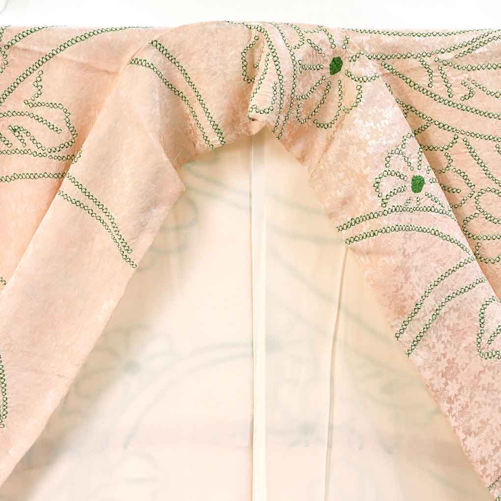 小紋 リサイクル着物 身丈168cm 裄67cm 前幅24cm 後幅30cm 袖丈57cm 袖幅34cm レディース 袷 鹿の子 裄長 裄Lサイズ 秋冬春用 正絹(シルク)ピンク トールサイズ 未使用品 リメイク リユース【ランクS】