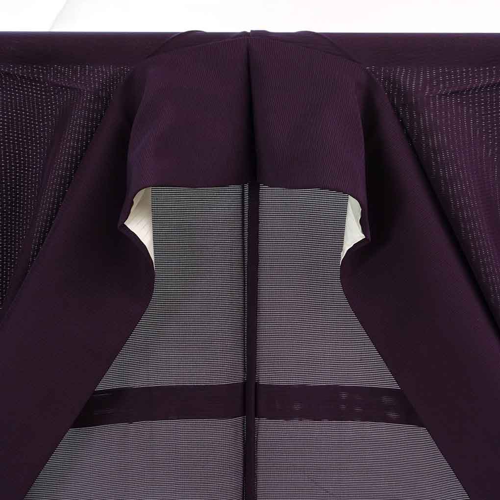 色無地 リサイクル着物 身丈162cm 裄64cm 前幅25cm 後幅29cm 袖丈49cm 袖幅33cm レディース 無地 裄Mサイズ 夏用 正絹（シルク）パープル 未使用品 リメイク リユース【ランクS】