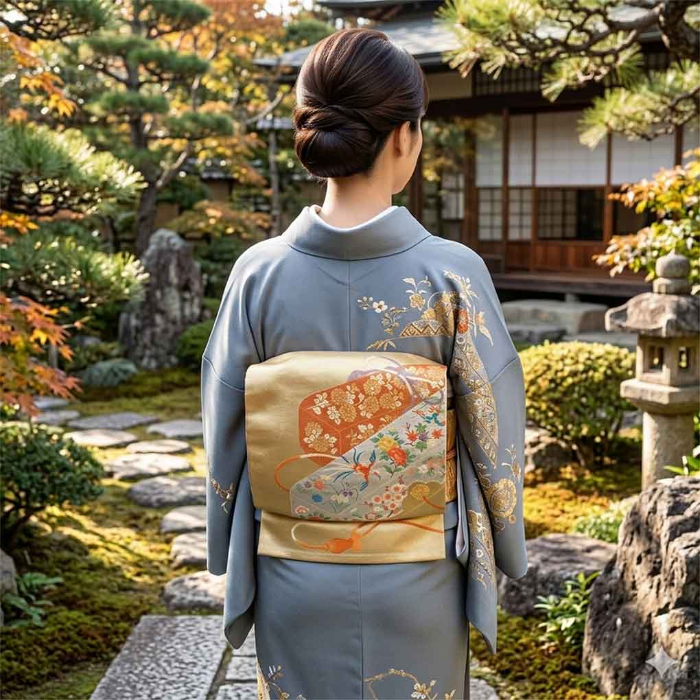 袋帯 リサイクル帯 幅30cm 長さ444cm レディース 文箱 秋冬春用 正絹（シルク）ゴールド 美品 リメイク リユース【ランクA】