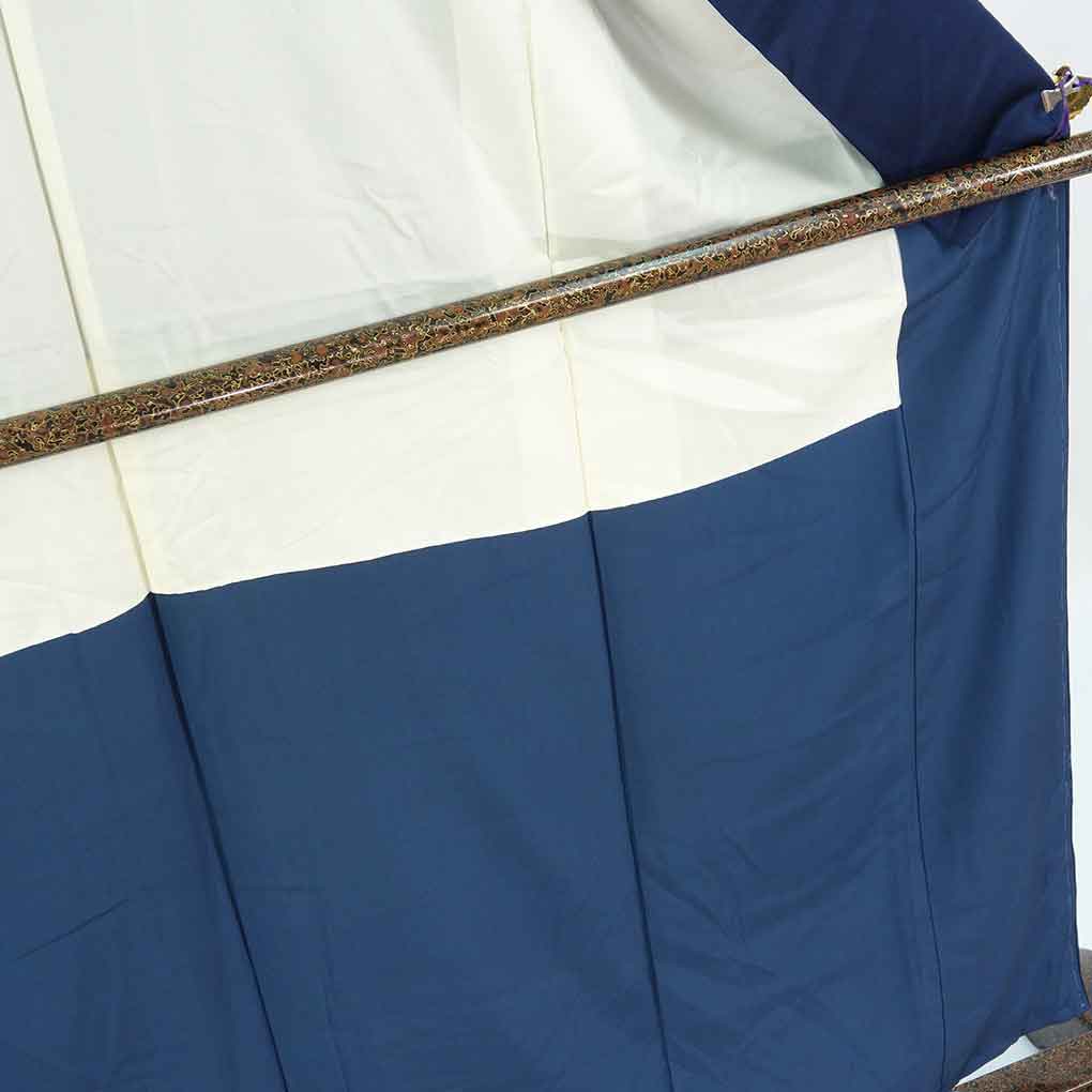 訪問着 リサイクル着物 身丈159cm 裄64cm 前幅23cm 後幅28.5cm 袖丈49cm 袖幅32cm レディース 袷 三重塔 裄Mサイズ 秋冬春用 正絹(シルク)ネイビー 美品 リメイク リユース【ランクA】