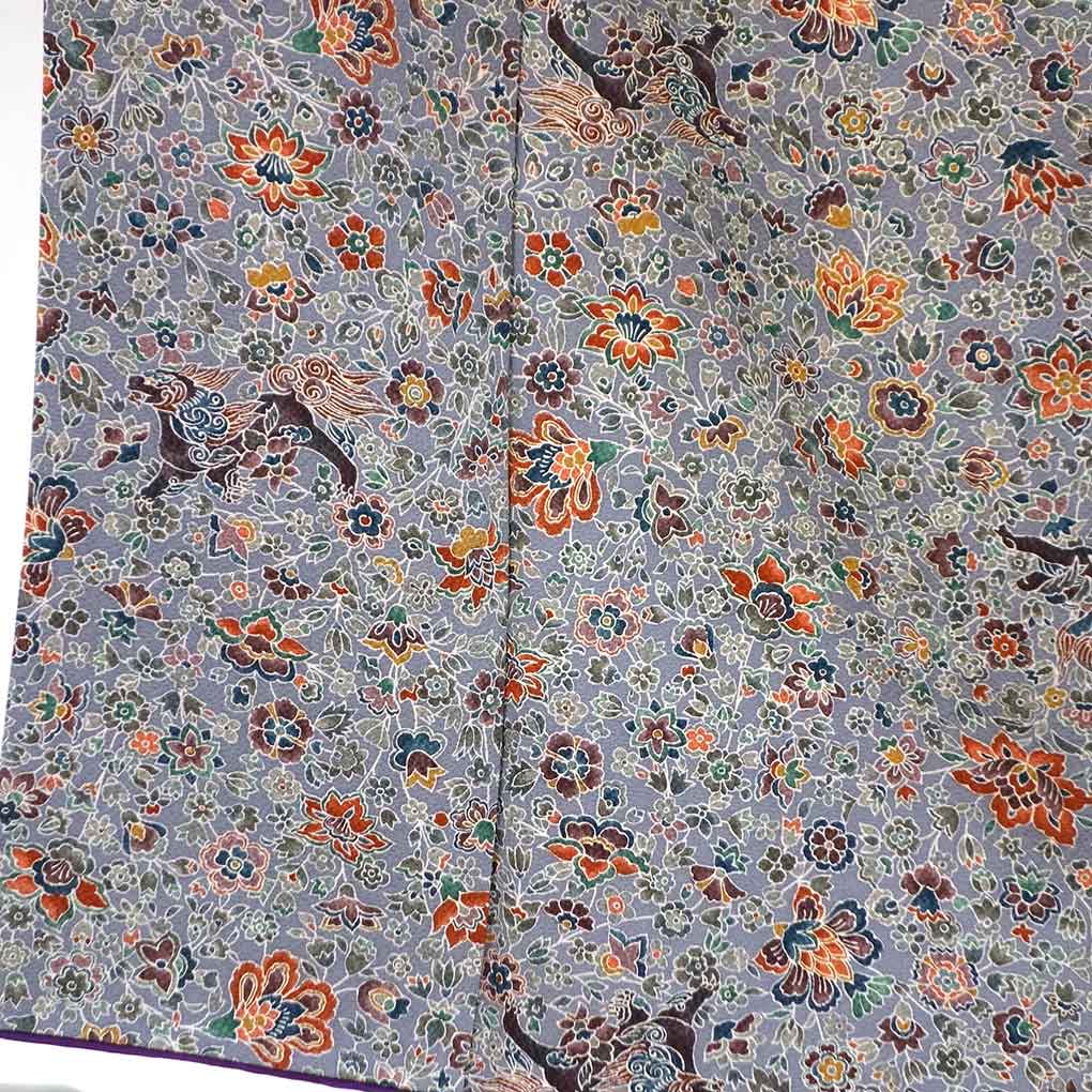 小紋 リサイクル着物 身丈159cm 裄64cm 前幅23cm 後幅30cm 袖丈49cm レディース 袷 花柄 裄Mサイズ 秋冬春用 正絹（シルク）黄色地 美品 中古小紋 リサイクル着物 身丈159cm 裄64cm 前幅23cm 後幅28cm 袖丈47cm