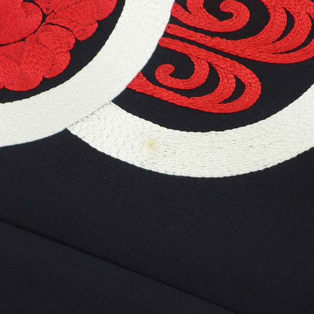 名古屋帯 リサイクル帯 幅29.5cm 長さ358cm レディース 刺繍 秋冬春用 正絹（シルク）ブラック やや難 リメイク リユース【ランクB】