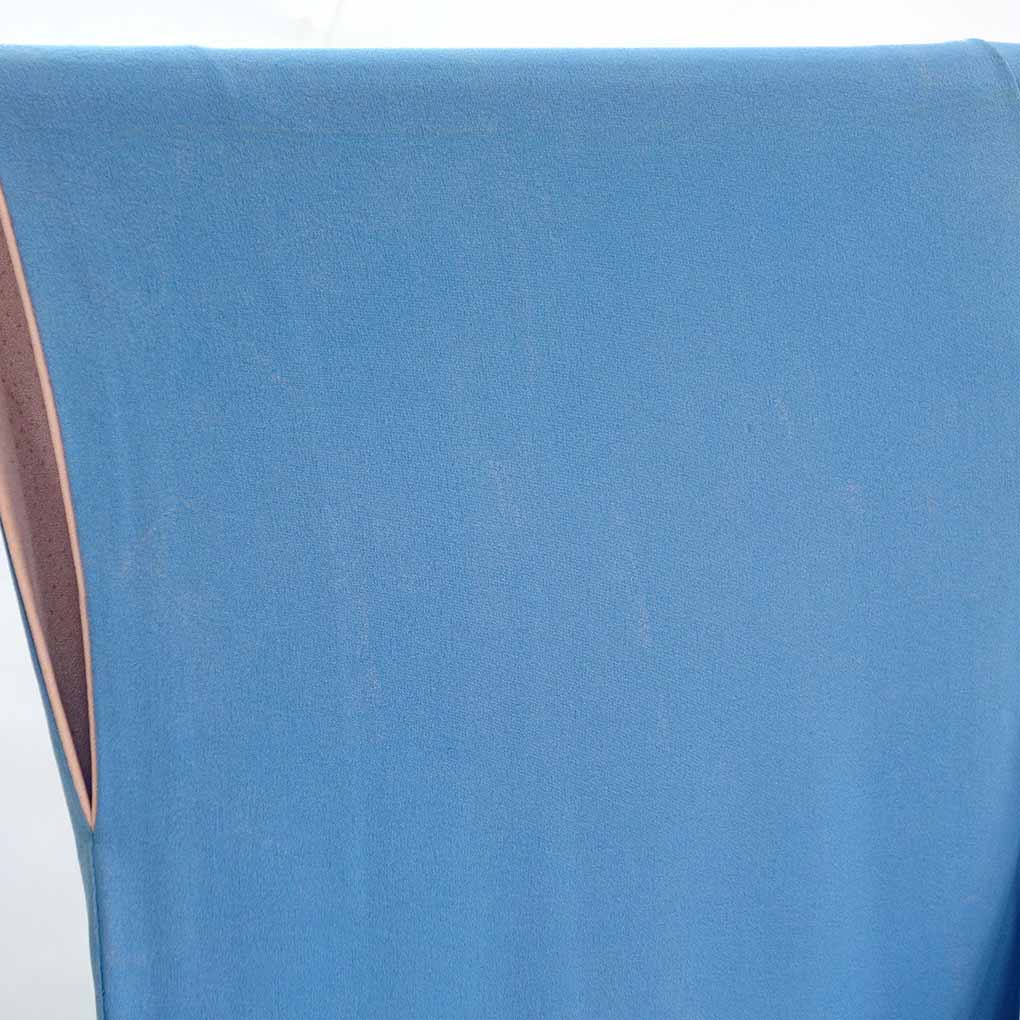 振袖 リサイクル着物 身丈162cm 裄66cm 前幅23.5cm 後幅28cm 袖丈110cm 袖幅34.5cm レディース 袷 花柄 裄長 裄M-Lサイズ 秋冬春用 正絹（シルク）ブルー やや難 リメイク リユース【ランクB】