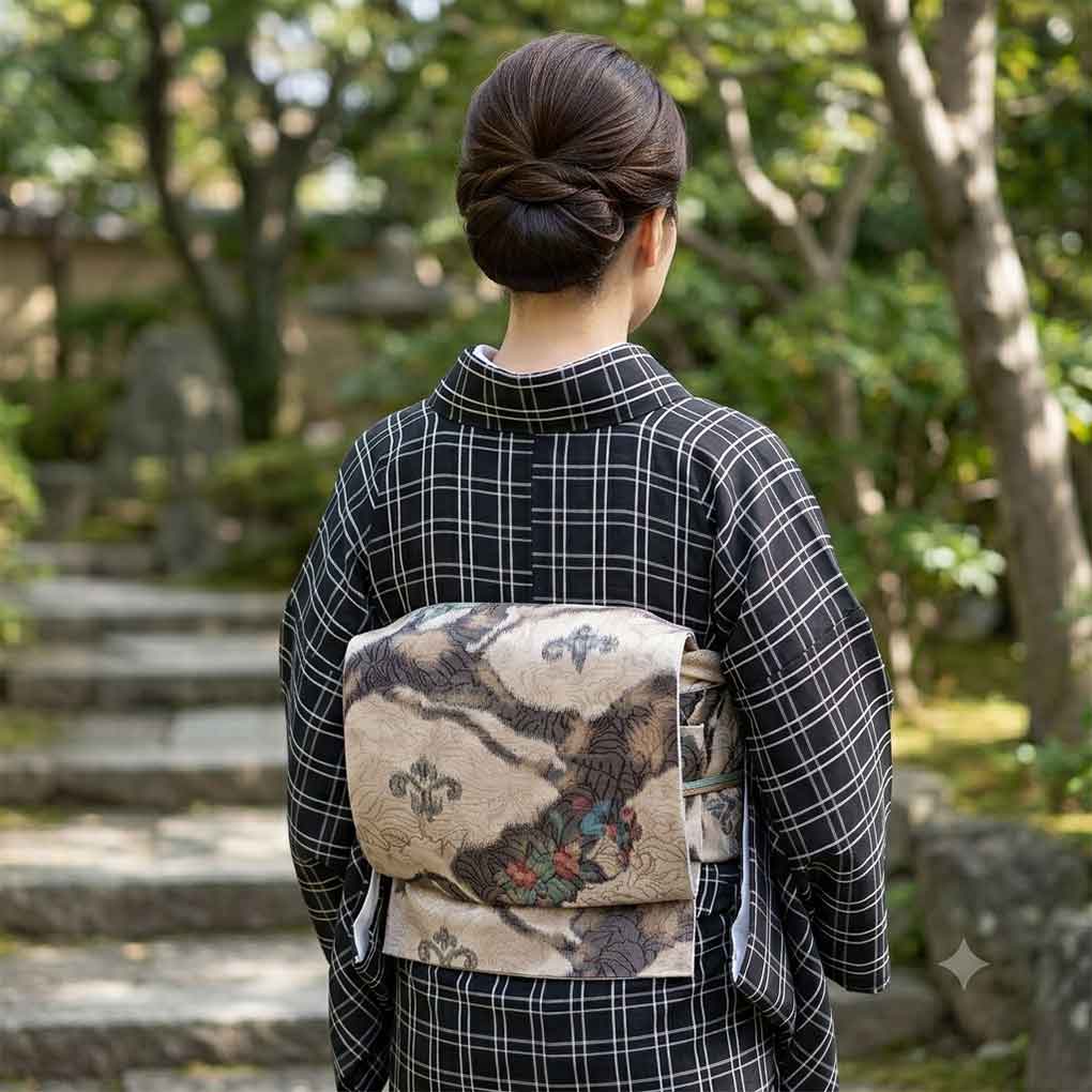 名古屋帯 リサイクル帯 幅30.5cm 長さ357cm レディース ぼかし 秋冬春用 正絹（シルク）ブラウン 美品 リメイク リユース【ランクA】