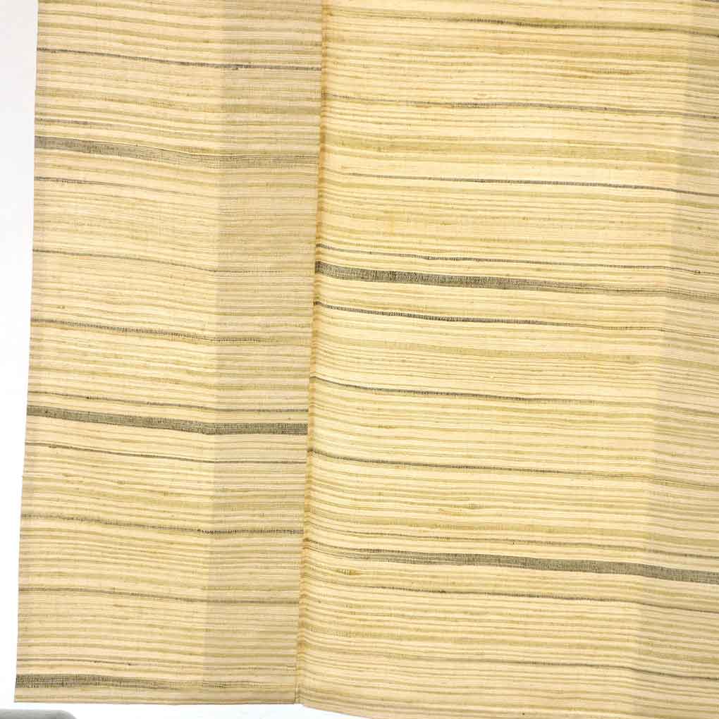 紬 リサイクル着物 身丈160cm 裄64cm 前幅24cm 後幅30cm 袖丈49cm 袖幅32cm レディース 単衣 横段柄 裄Mサイズ 初夏・初秋用 正絹(シルク)ブラウン やや難 リメイク リユース【ランクB】