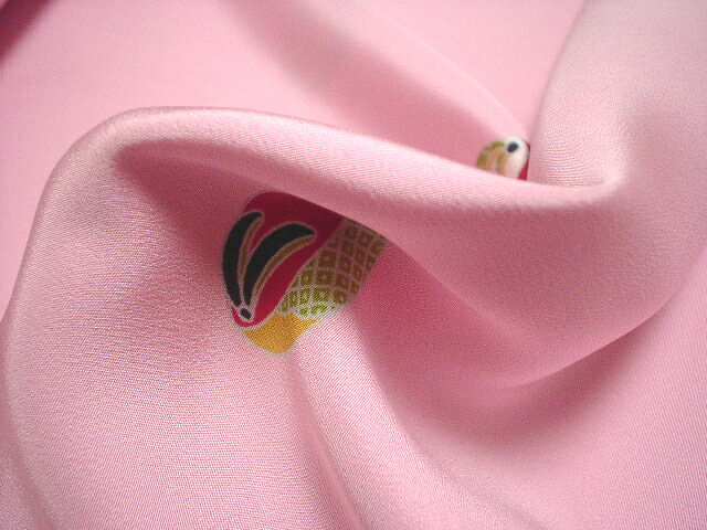 【紫織庵】ピンク地にこっぽり柄・大正友禅正絹長襦袢【新品】