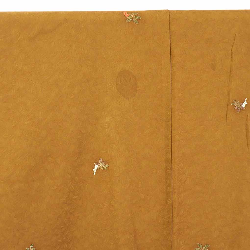 【在庫処分】リサイクル着物 小紋正絹金茶地袷小紋着物レディース【裄SSサイズ】【ランクB】