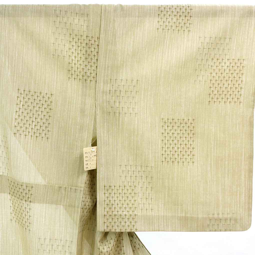 紬 リサイクル着物 身丈167cm 裄67cm 前幅27cm 後幅31cm 袖丈49cm 袖幅34cm レディース 絣模様 裄長 裄Lサイズ 夏用 正絹(シルク)ブラウン トールサイズ やや難 リメイク リユース【ランクB】