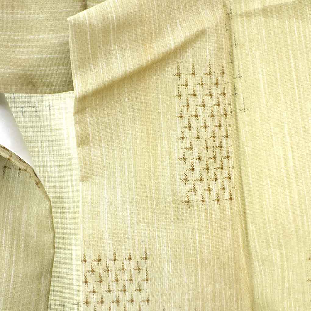 紬 リサイクル着物 身丈167cm 裄67cm 前幅27cm 後幅31cm 袖丈49cm 袖幅34cm レディース 絣模様 裄長 裄Lサイズ 夏用 正絹(シルク)ブラウン トールサイズ やや難 リメイク リユース【ランクB】